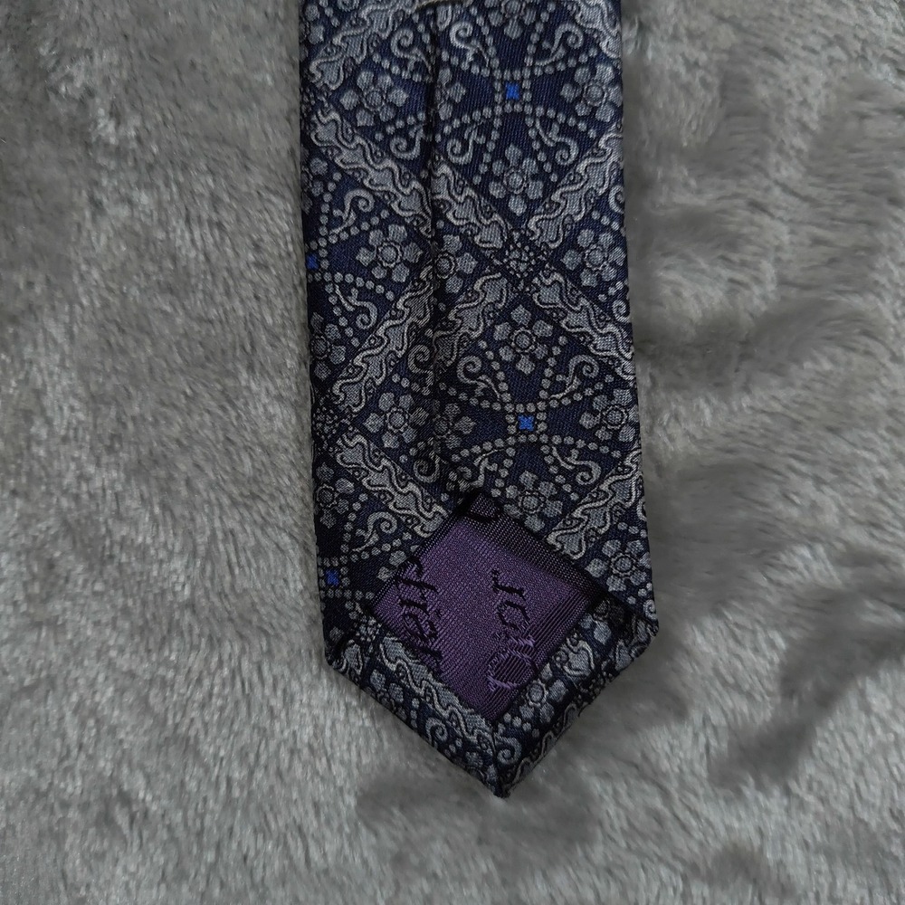 Vintage Christian Dior Monsieur Tie Mens 56.5x3.5 Blue Silver Geometric Abstract - Picture 6 of 9
